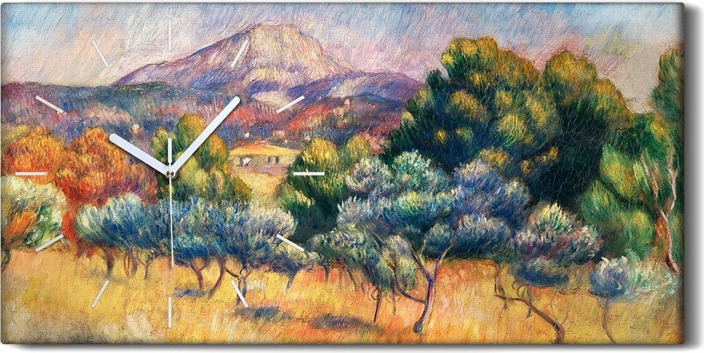 Küchenuhr Bürouhr Leinwand Uhr 60x30 Malerei Wald Bäume Berg Landschaft Kunst - weiße Hände