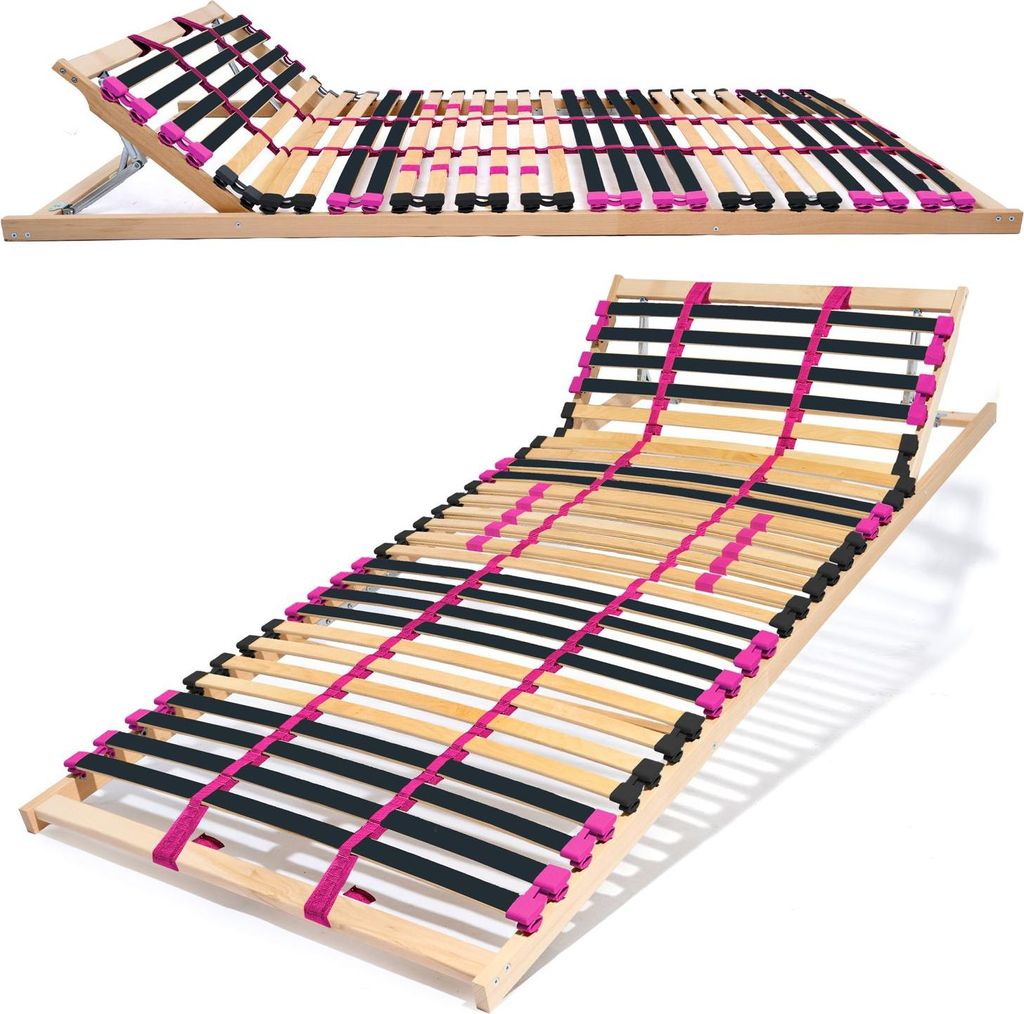 Coemo Lattenrost PINK DREAM 100x200 cm Kopfteil Härtegrad verstellbar 28 Leisten