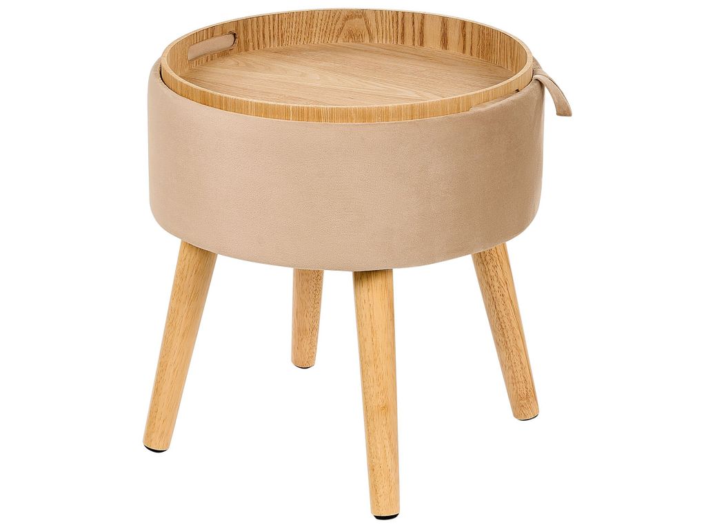 BELIANI Hocker Beige aus Samt / Holz mit Stauraum Tablett Ablage für Wohnzimmer Schlafzimmer Kinderzimmer Flur