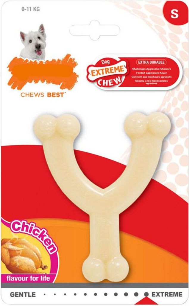 Beißring für Hunde Nylabone Extreme Chew Wishbone S Huhn