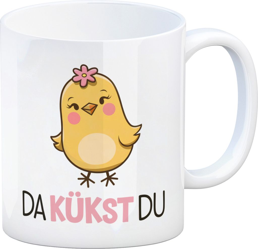 Niedliches Gelbes Küken - DA KÜKST DU Kaffeebecher