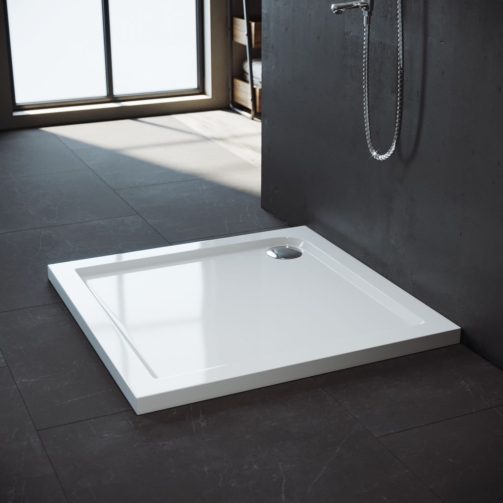 SONNI Quadratische Duschwanne 90x90x4cm,ABS Duschwanne, rutschfeste Oberfläche