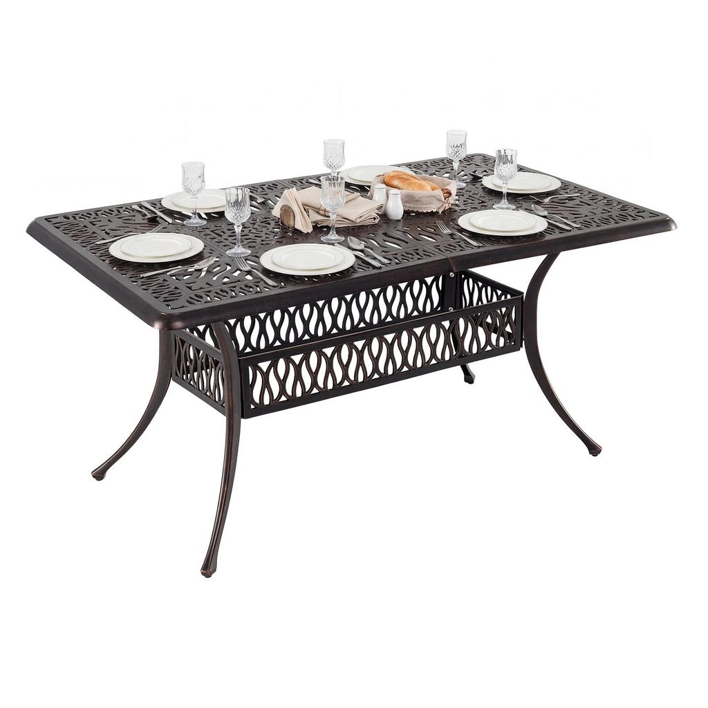 Stół ogrodowy COSTWAY 151 x 91 cm, stół tarasowy z otworem Zdjęcie produktu 