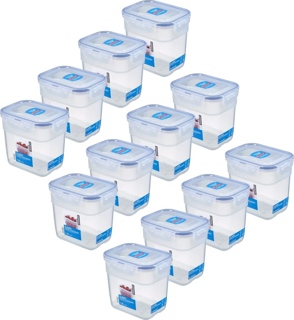 LocknLock 12x SET HPL313 Vorratsdosen - Frischhaltedosen 1 Liter - Maße (LxBxH): 145 x 110 x 128 mm - Geeignete Dosen zum Einfrieren und Mikrowell...