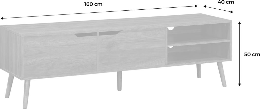sweeek - TV-Möbel mit Nussbaumdekor, 2 Türen, 160 cm - Produktbild 8