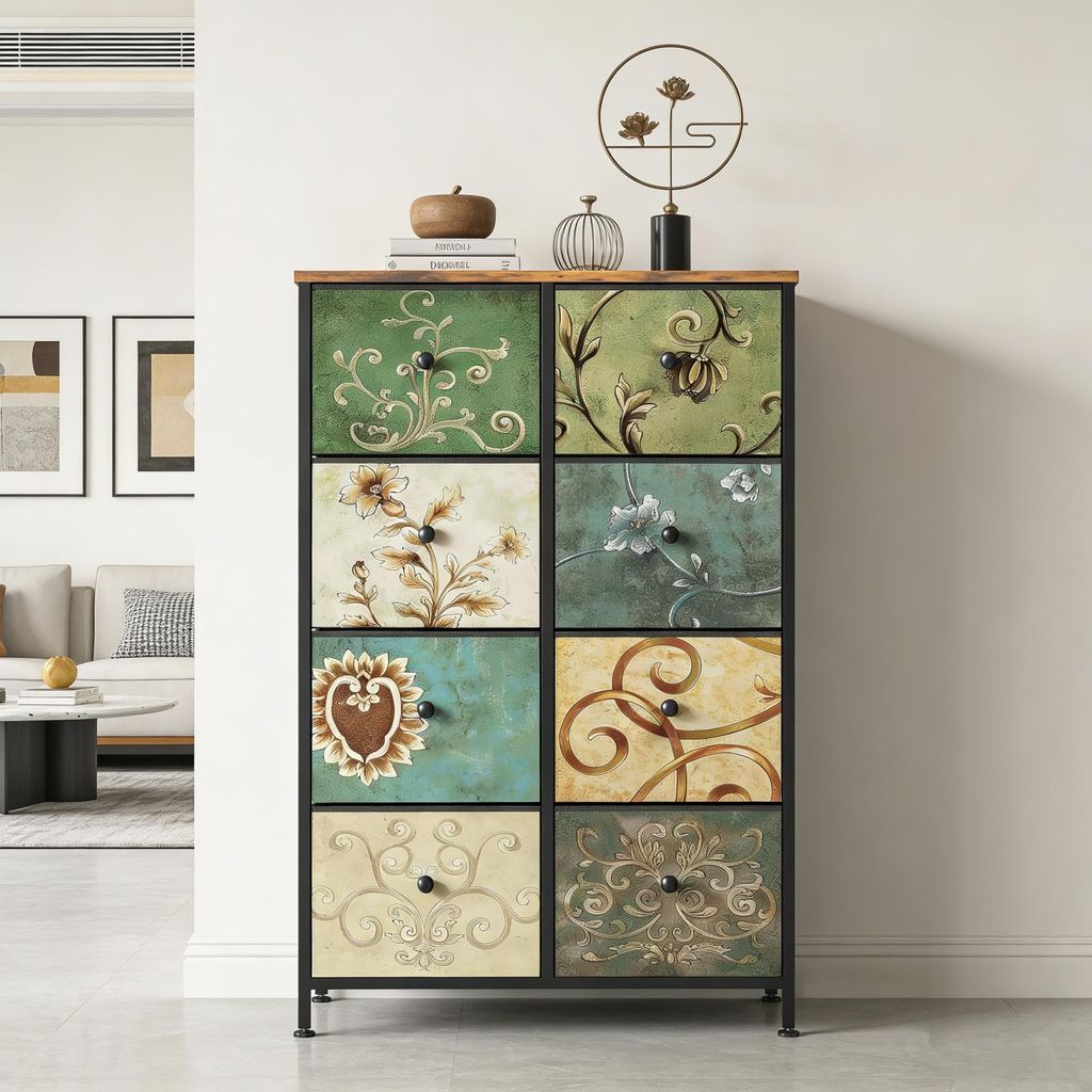 INONEFT Cómoda retro con 8 cajones, mueble aparador con Imagen del producto 