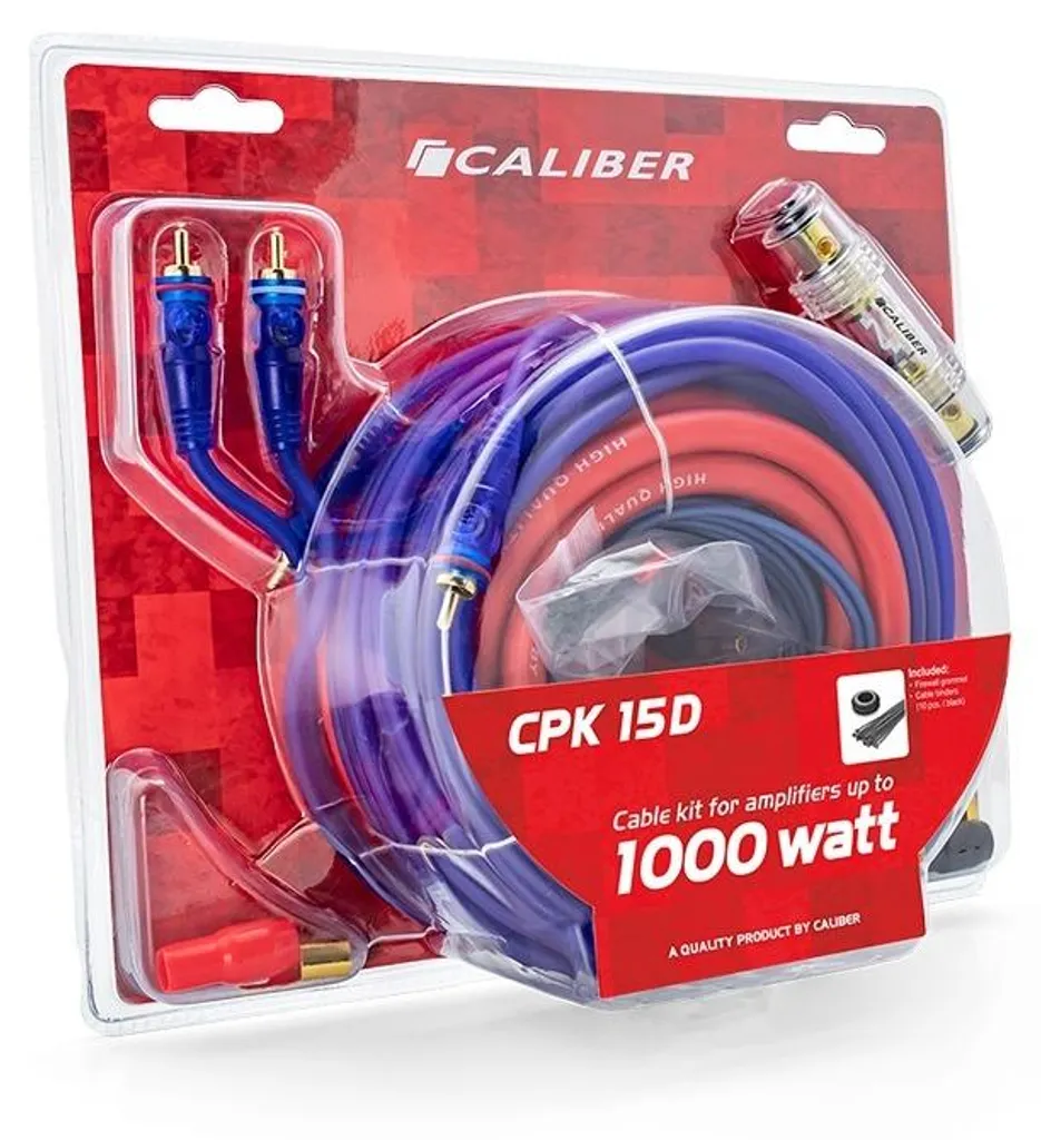 Câble pour caisson de basses auto - Kit complet 1000W 5 mètres Caliber