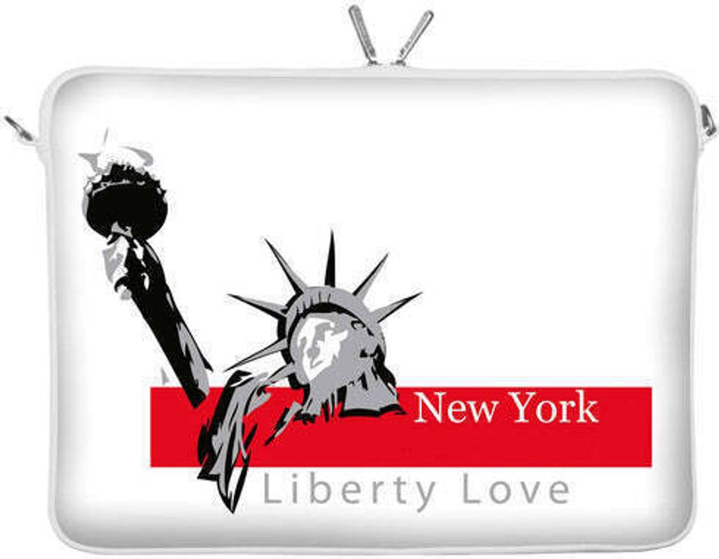 LS135-15 New York Designer Laptoptasche 15,6 Zoll (39,1 cm) aus Neopren Laptop-Hülle Sleeve Tasche Schutzhülle Cover Case Bag weiß-rot