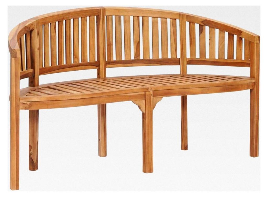 Bananenbank Sitzbank Gartenbank Parkbank Holzbank 151 x 62 x 86 cm Teak Massivholz