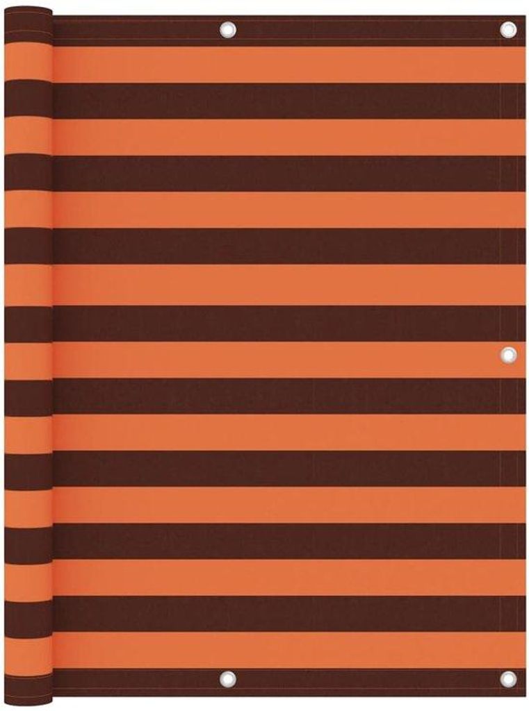 Balkon-Schirm 125x500 cm - Hochwertiger Stoff - Wind- und UV-Schutz - Oranges und Braun - Extra Höher Privatschirm