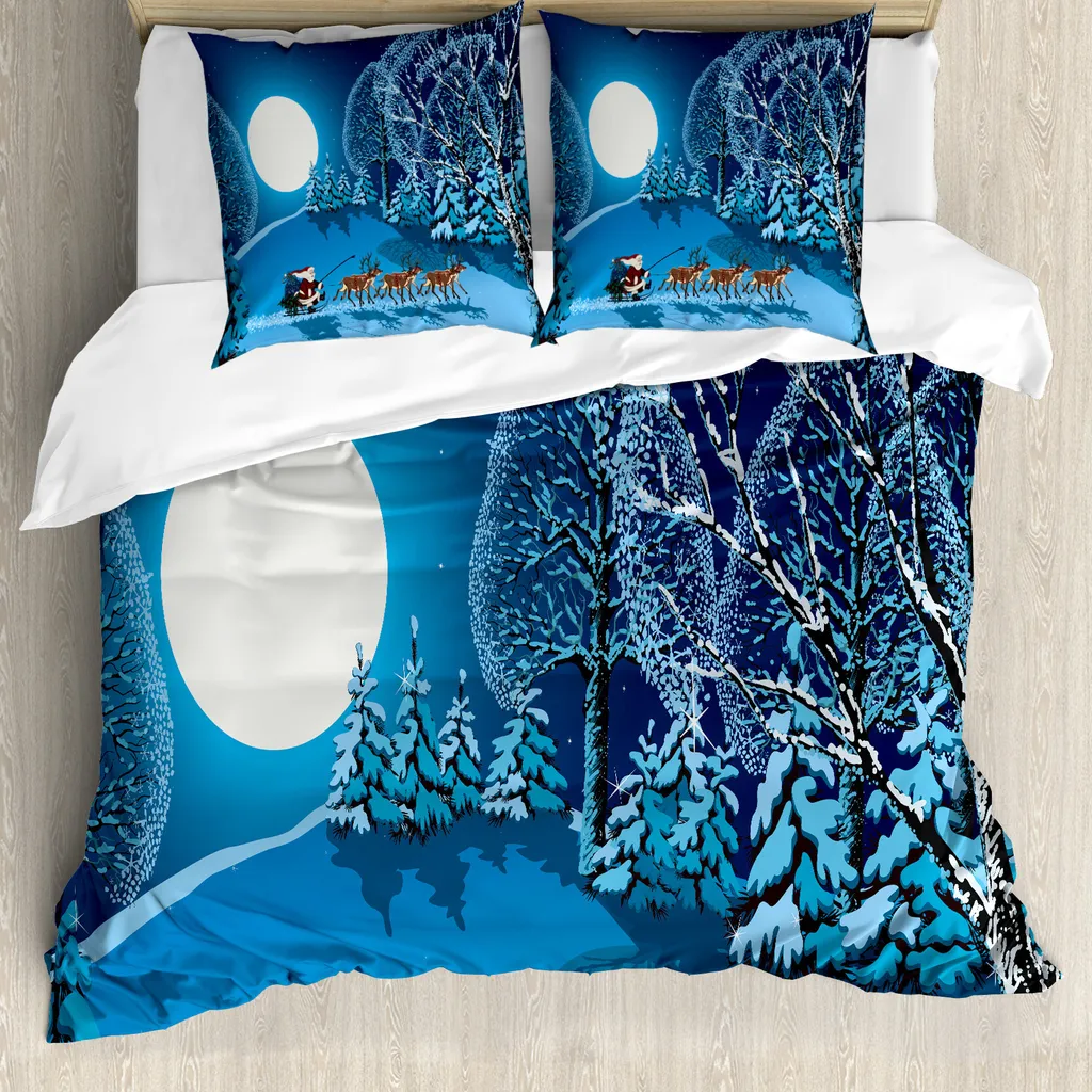 Set Letto Matrimoniale Natalizio ABAKUHAUS Santa Winterwald Blu