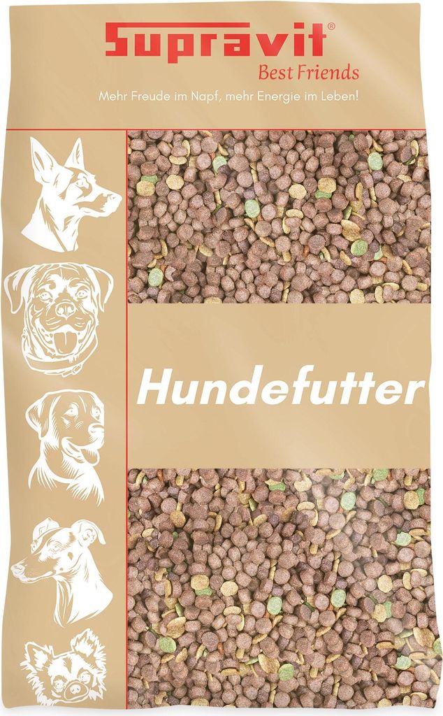 Supravit Basis Mix Trockenfutter Hund 15kg | Hundefutter trocken für aller Rassen und Alter | Enthält wichtige Proteine, Fette, Mineralien & Vita...