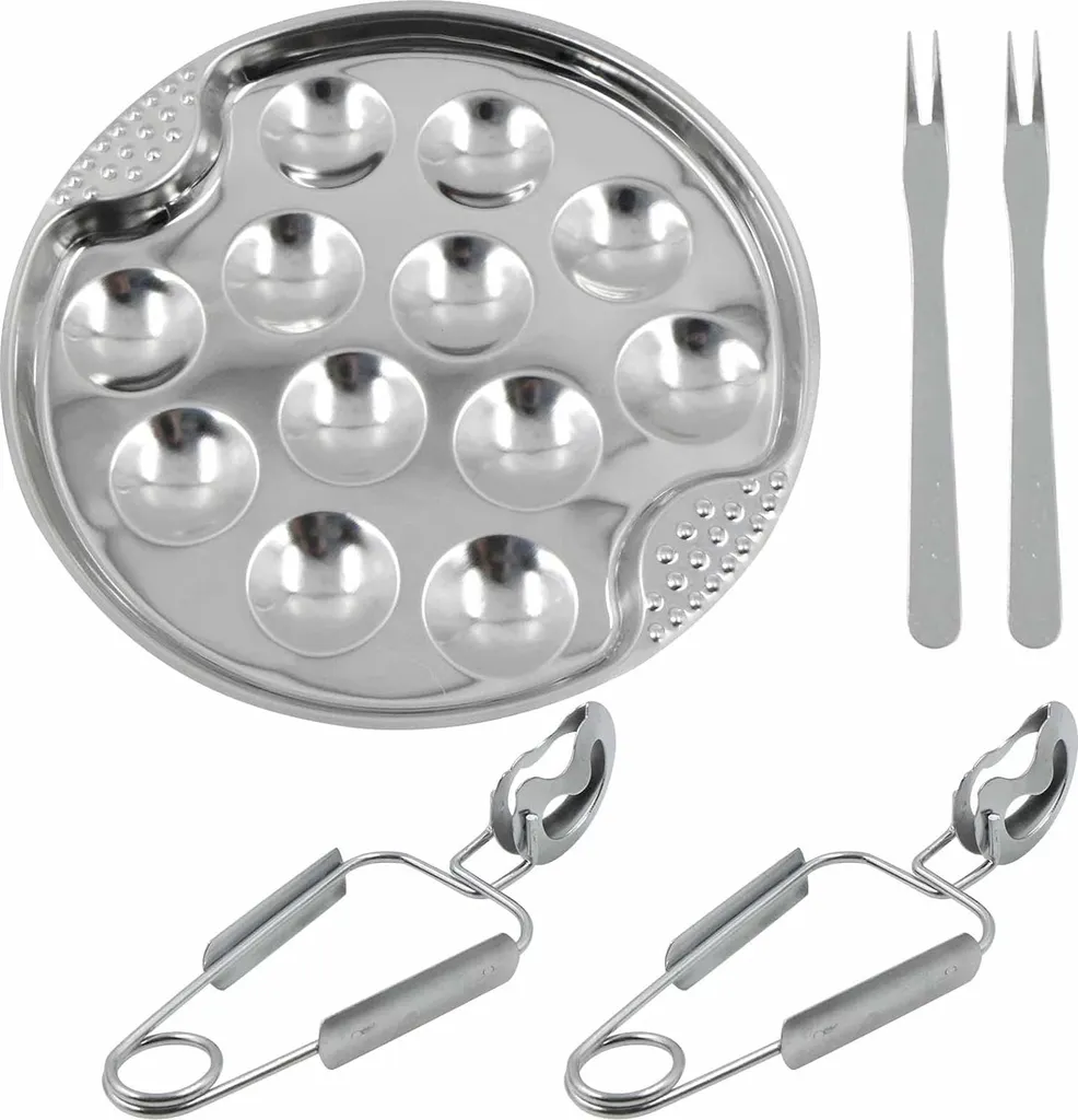 Set escargots 9 pièces acier inoxydable haute qualité pour la maison
