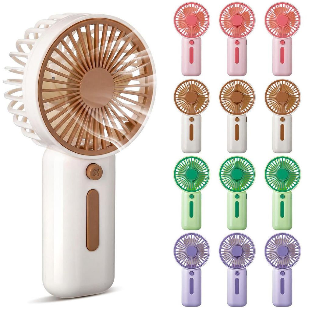 12 Stück Mini Handventilator Tragbar, Batteriebetriebener Mini Ventilator mit Klappständer, Handventilator Klein für Reisen Büro Hochzeit Camping