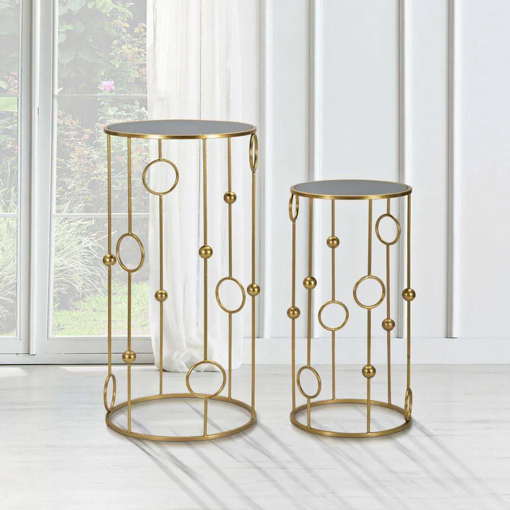 Table Basse pour Salon Moderne Or 50cm - Pack de 2 Tables d'Appoint - 8