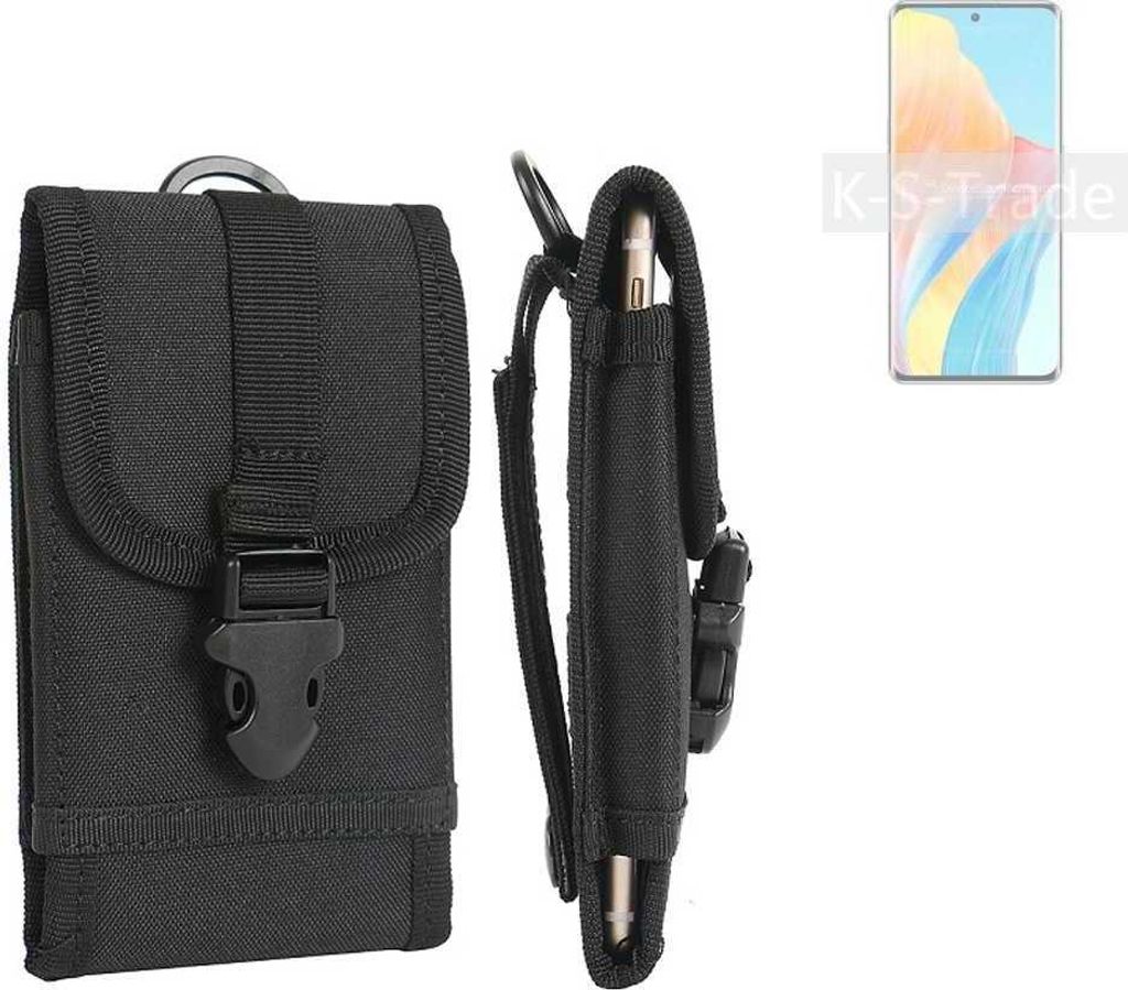 K-S-Trade Holster Handy Hülle kompatibel mit Oppo Reno 8T 4G Holster Handytasche Gürtel Tasche Schutz Hülle Robust Outdoor schwarz