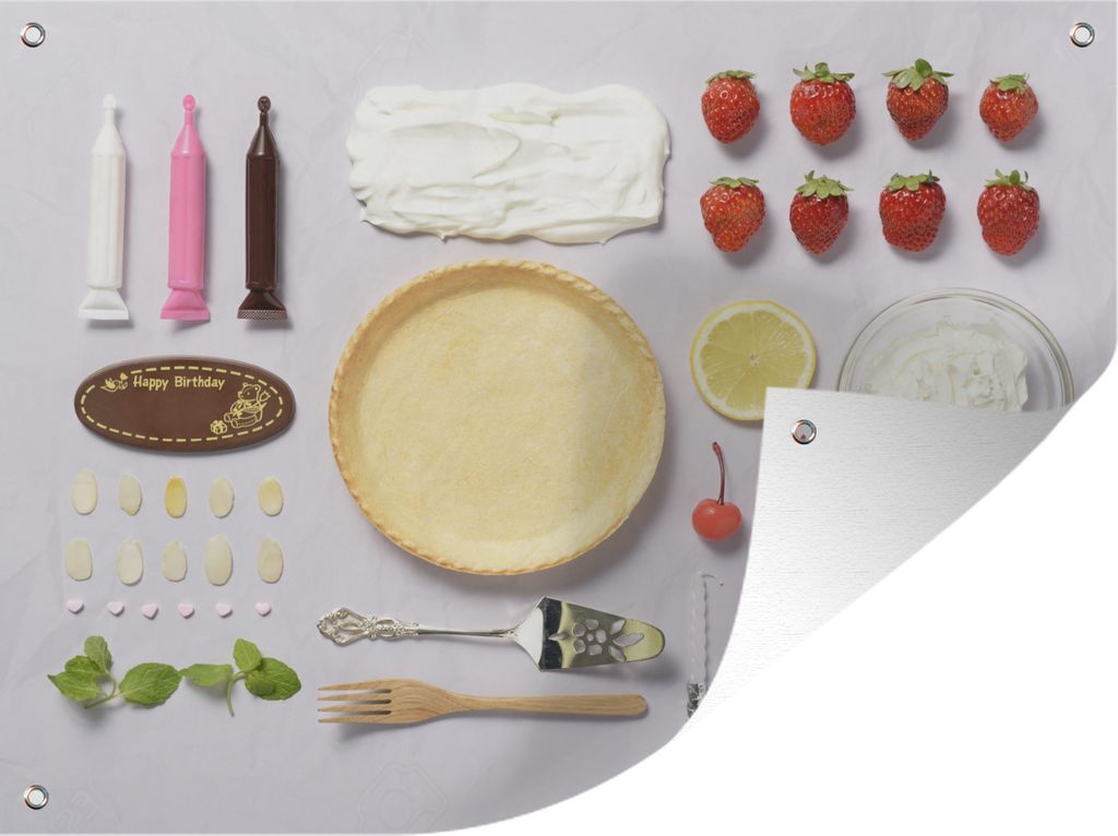 MuchoWow 40x30 cm Outdoor-Poster Gartendeko Sichtschutz Garten Poster für den Garten Zutaten für einen Kuchen