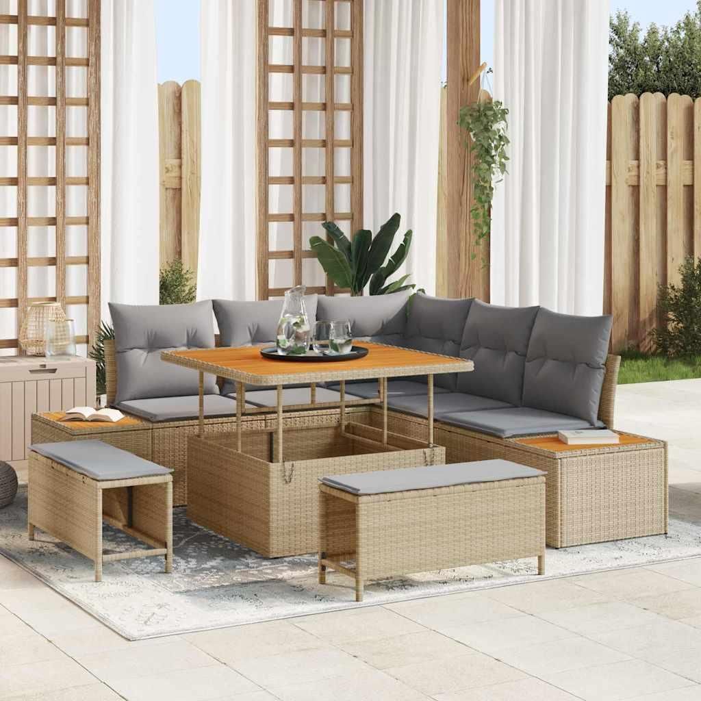 Maison Exclusive - Gartensofa-set 8 pcs Beige Poly-Rattan