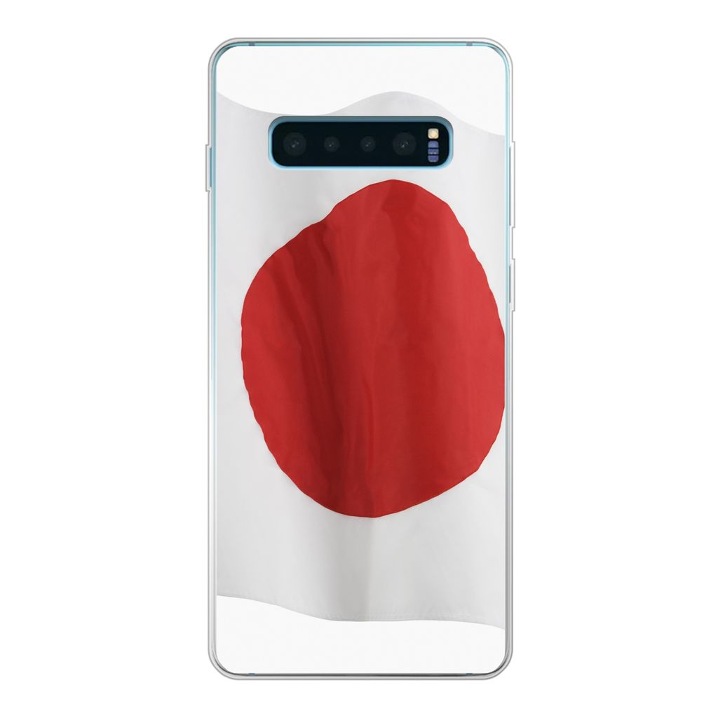 MuchoWow Handyhülle Schutzhülle Hülle für Samsung Galaxy S10 Plus Die Flagge von Japan auf weißem Hintergrund Silikon Softcase Handy Hülle ...
