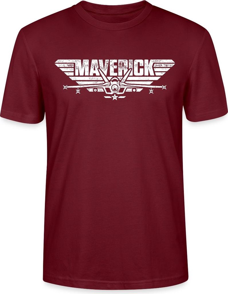 Spreadshirt Top Gun Maverick Kampfjet Logo Uni Bio T-Shirt, M, Burgunderrot