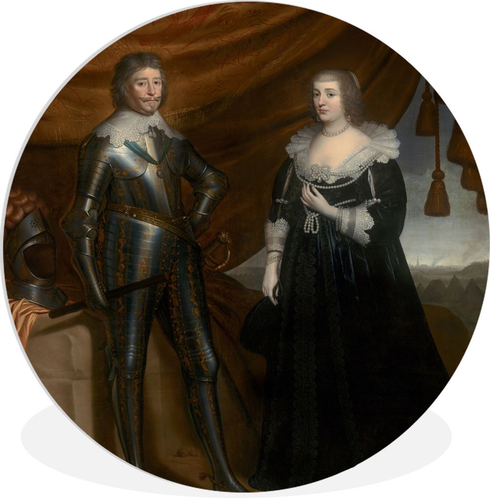 MuchoWow Rundes Wandbild - Runde Bilder Prinz Frederik Hendrik und seine Frau Amalia van Solms - Gerrit van Honthorst Ø 30 cm Kreis Wanddekorati...