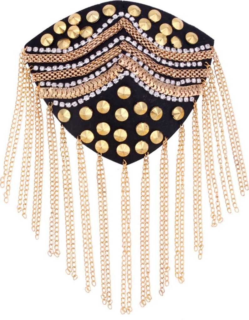 Schulter Quasten Epaulet Kette Quasten Nieten DIY Kleidung Dekor Männer Frauen Schulter Bord Abzeichen Brosche Business Anzug Zubehör-Golden
