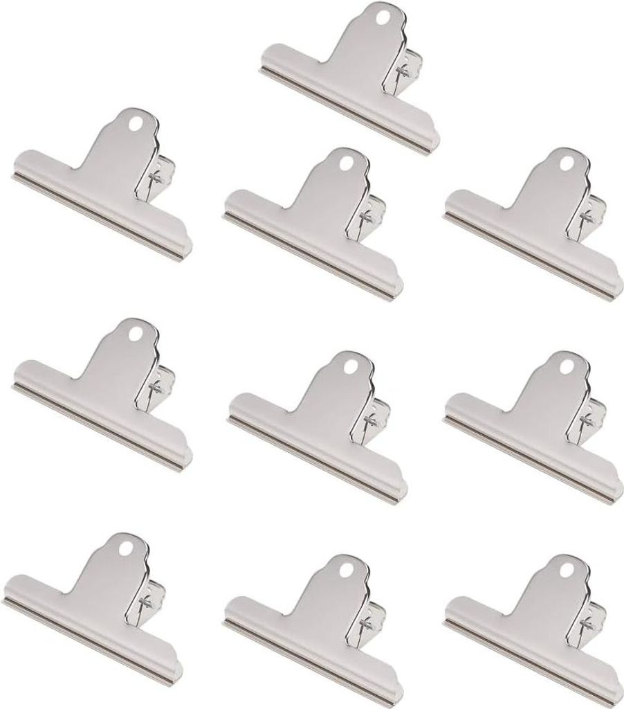 10 Stück große Bulldog-Zange Metallbinderclips 3 Zoll silberne Büroklammern für Papier Post Karton Büro Küche.