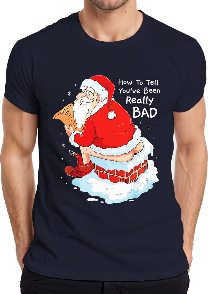 Weihnachtsmann frech Geschenk How To Tell You've Been Really BAD Herren T-Shirt, Navy, L