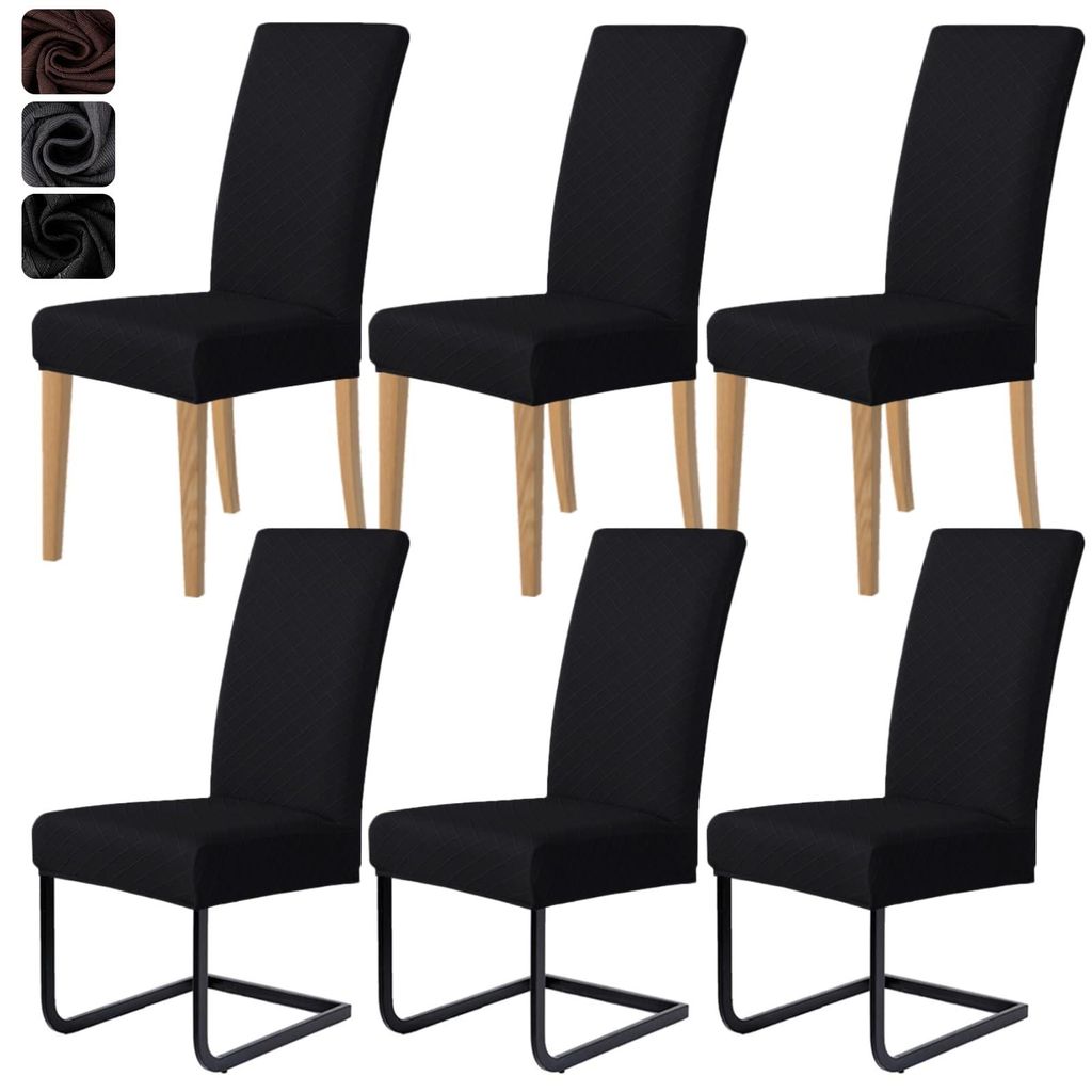 Stuhlhussen, 6er-Set, Jacquard-Stretch-Stuhlhussen, moderne Universal-Freischwinger-Stuhlhussen für Esszimmerstühle, waschbar und abnehmbar, für...