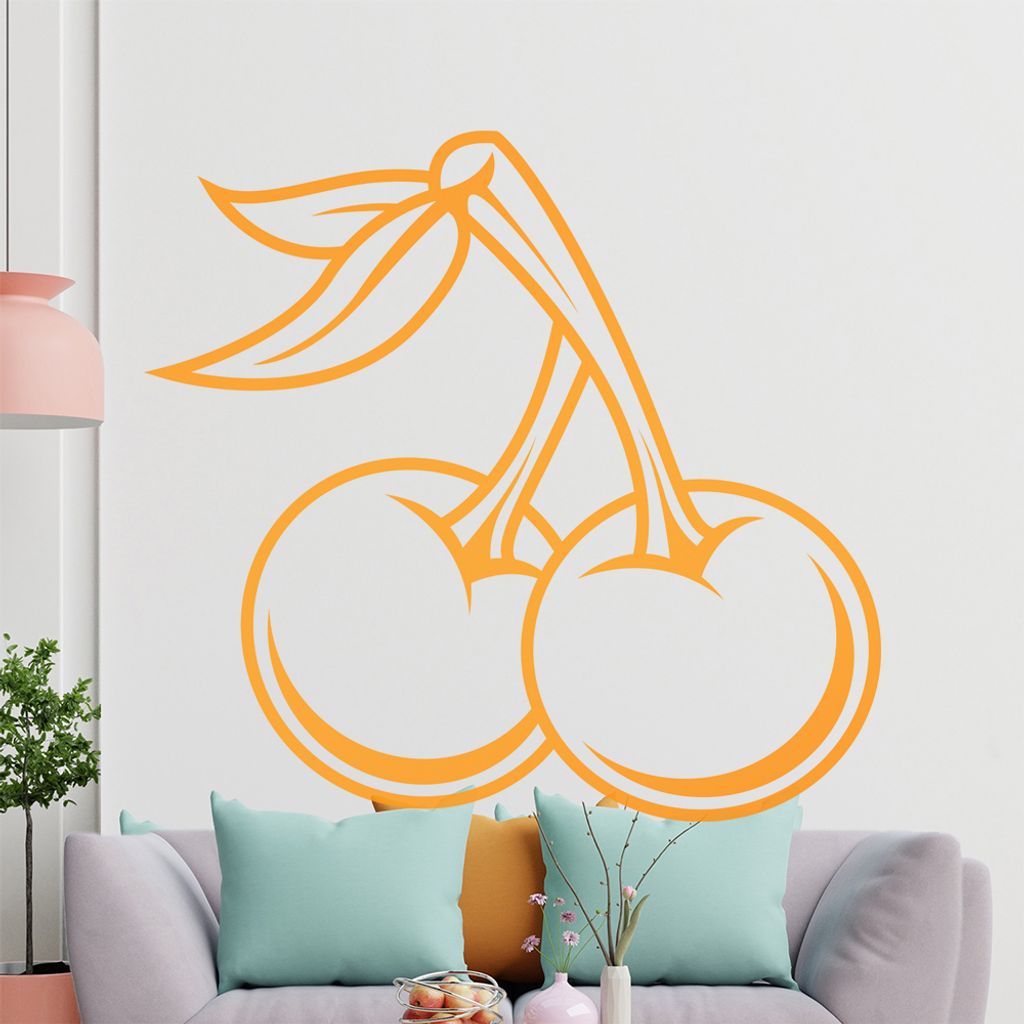 KIWISTAR Kirsch Tattoo Frucht Cherry Verlockung Wandtattoo in 6 Größen - Wandaufkleber Wall Sticker - Dekoration, Küche, Wohnzimmer, Schlafzimme...