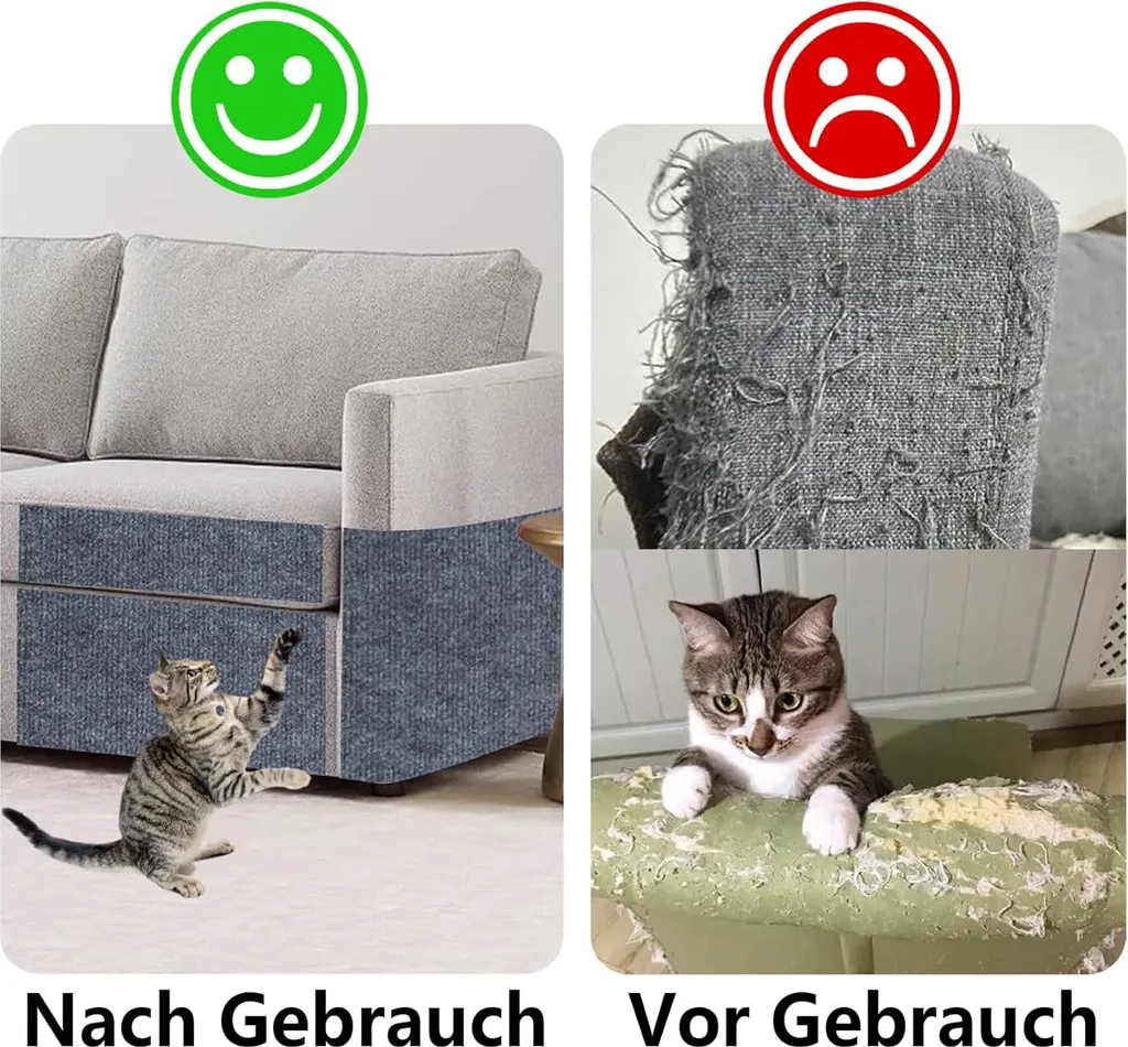 Tapis à griffer pour chat découpable et autocollant gris de 200x40cm