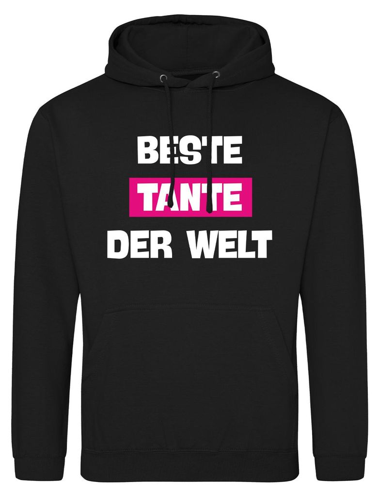 Huuraa Uni Hoodie Beste Tante der Welt XL Deep Black Vegan Sweatshirt Geschenkidee