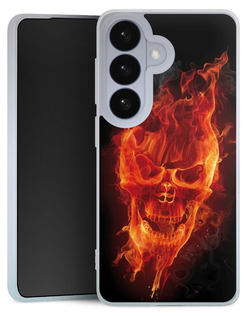 DeinDesign Handyhülle für Samsung Galaxy S26 Silikon Hülle Case Smartphone Schutzhülle Feuer Schädel Totenkopf