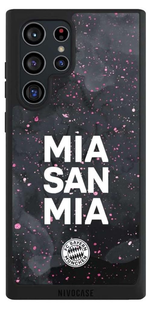 NIVOCASE Handyhülle für Samsung Galaxy S22 Ultra Hülle NIVOpure Case Schwarz FC Bayern München Mia San Mia Girl Style