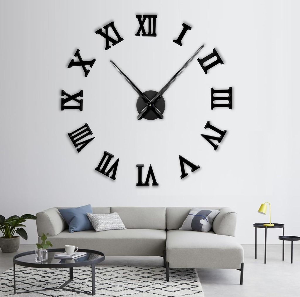 Große moderne 3D-Wanduhr Stil DIY Luxusdekoration - Arabische Ziffern Uhr für Büro Wohnzimmer Schlafzimmer - Wandtattoo Geschenkartikel - Quarzuhr