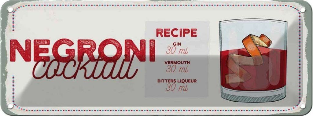 vianmo Blechschild 10x27 cm n Cocktail Recipe GIN
