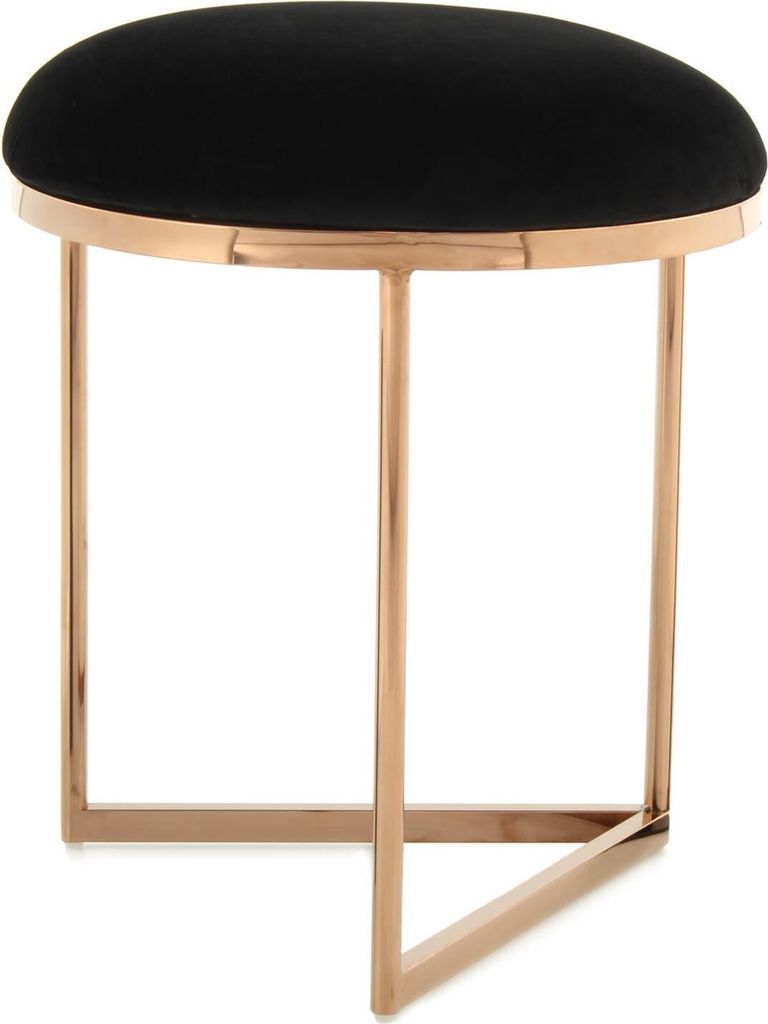 QIYANO Sitzhocker rund Samt mit Metallgestell Schminktisch Hocker Roségold für Wohnzimmer Schlafzimmer