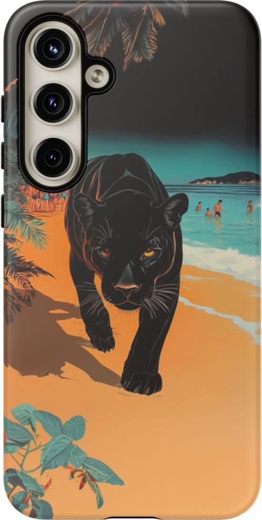 Eleganter Panther am tropischen Strand – Hülle Kompatibel mit Galaxy S24 Plus