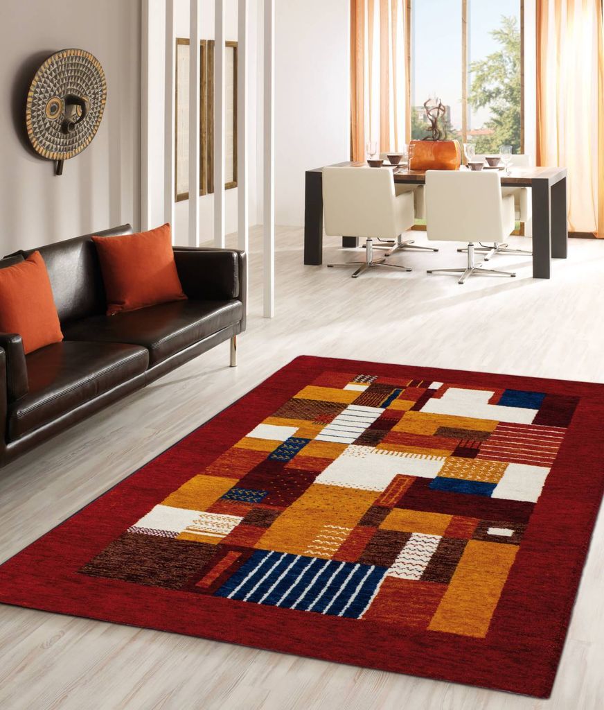 Teppich TRIVO | handgeknüpft | Farbe: rot; Größe: 250 x 350 cm | strapazierfähig und leicht zu reinigen | Wohnzimmer | Schlafzimmer