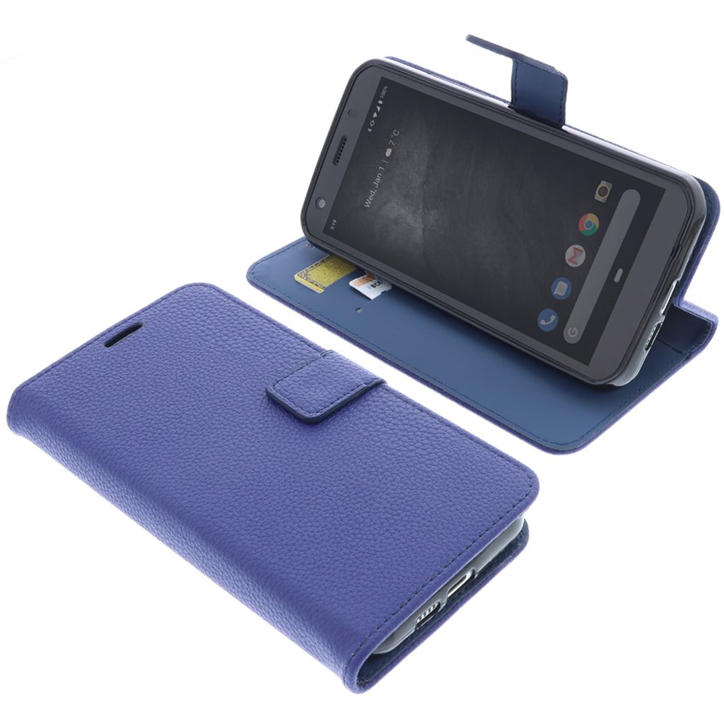 foto-kontor Tasche kompatibel mit CAT S52 Schutzhülle blau Book Style Case Handy Schutz Hülle Buch Wallet Handyhülle Cover Klapphülle Ständer ...