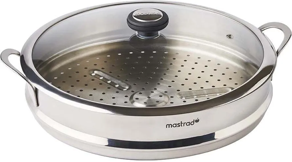 Mastrad OWok cestello per vapore con coperchio, vaporiera, inserto per vapore, acciaio inox, argento, F63880