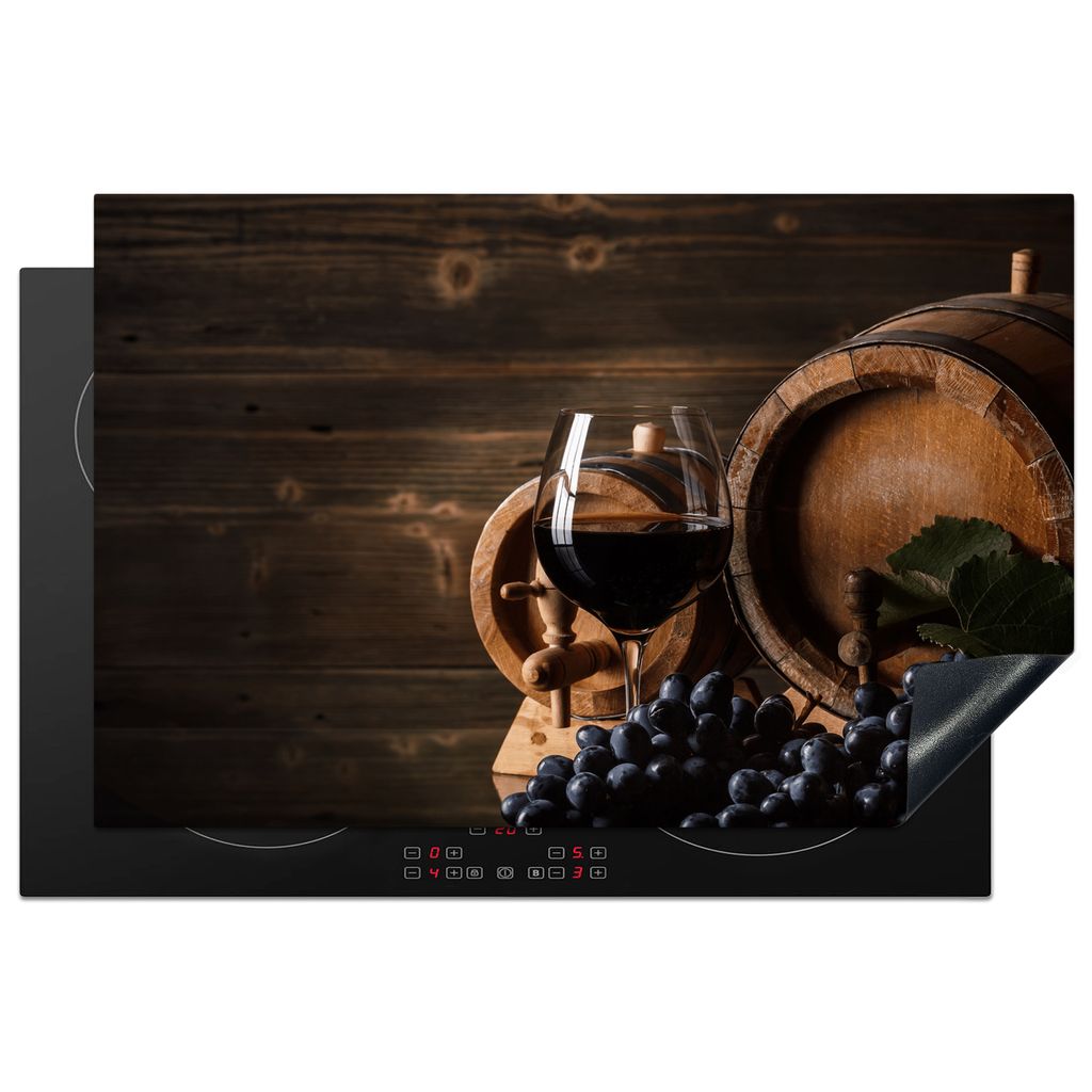 KitchenYeah Herdabdeckplatte Induktionsschutz - Wein - Induktionsmatte - Weinglas , 81x52cm, Küche Deko, Glaskeramikkochfeld Herdabdeckung, Abde...