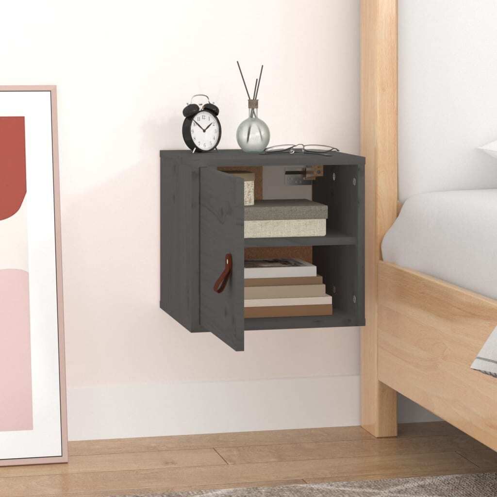The Living Store Wandschrank Grau 31,5x30x30 cm Massivholz Kiefer