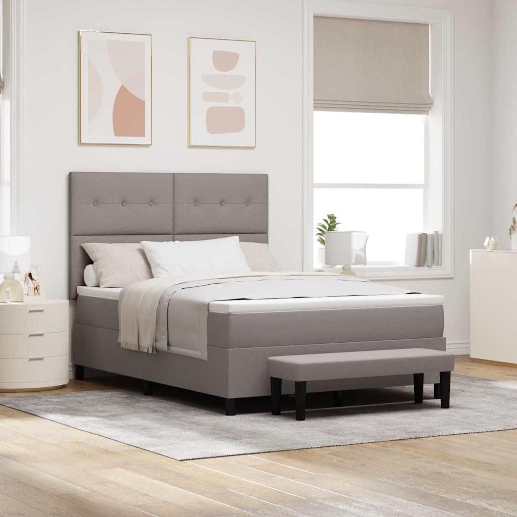 Möbel Boxspringbett mit Matratze Taupe 140 x 200 cm Stoff - Klassische Betten 3344076