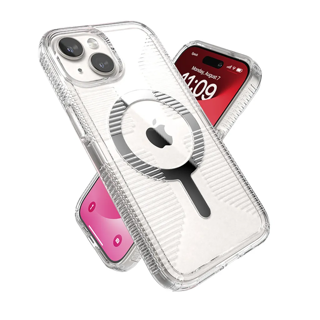 Protection iPhone 15 Speck Gemshell Grip avec MagSafe et Finition Chrome - 11