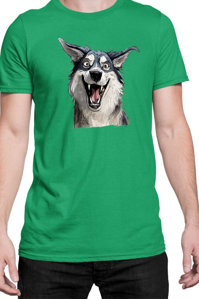Herren T-Shirt Funny Dogs Breeds Siberian Husky Dog Breed, Man S / Grün