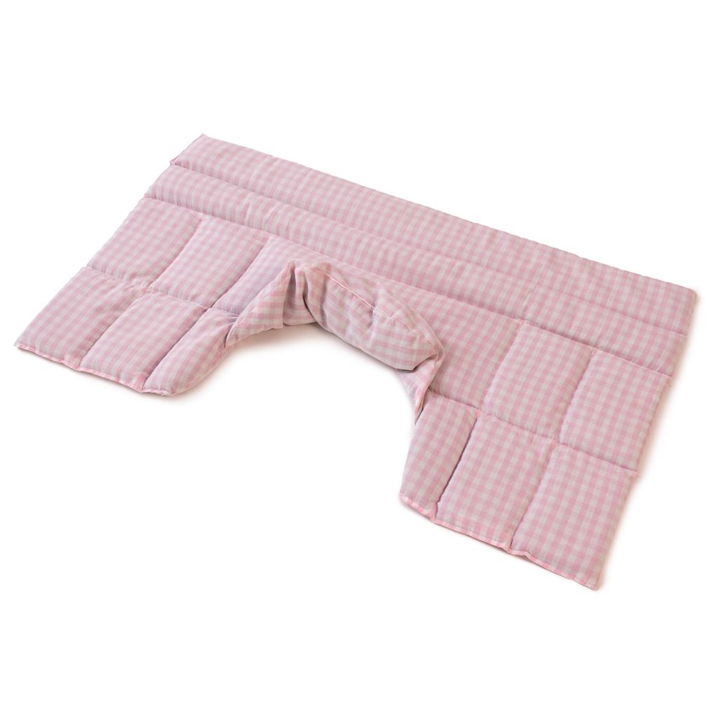 Kirschkernkissen Schulter & Nackenkissen mit Kragen | Bio-Stoff rosa-weiß | Gute Wärme für den Nacken | Eine Alternative zum Nackenhörnchen