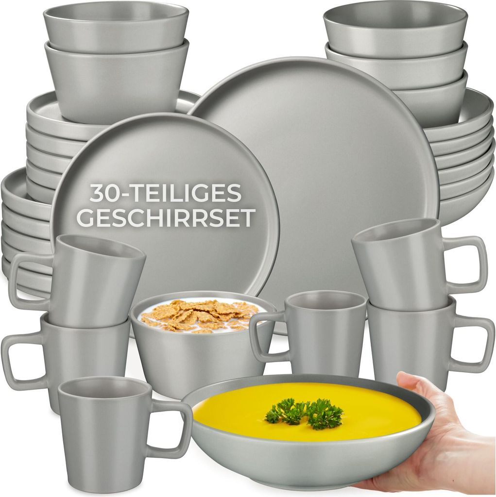 tectake® Kombiservice Una für 6 Personen ineinander Produktbild 