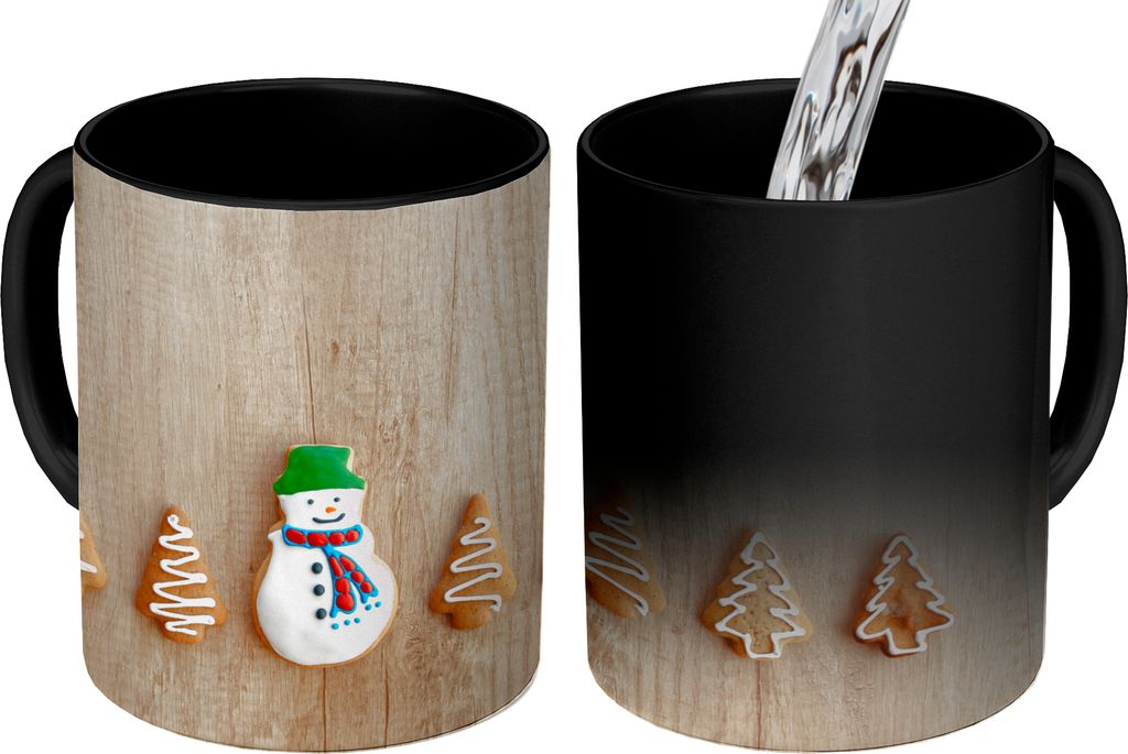 MuchoWow Zauber Tasse Zaubertasse Magic Weihnachtsplätzchen 350 ml Farbwechsel Becher Geschenk Geschenkidee - Magic-Tasse - Fototasse - Keramikt...