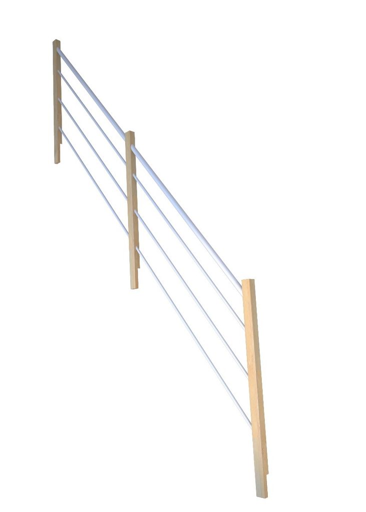 Treppengeländer Modell Fichte 2000/3000-Holz-Edelstahl Weiß-Links